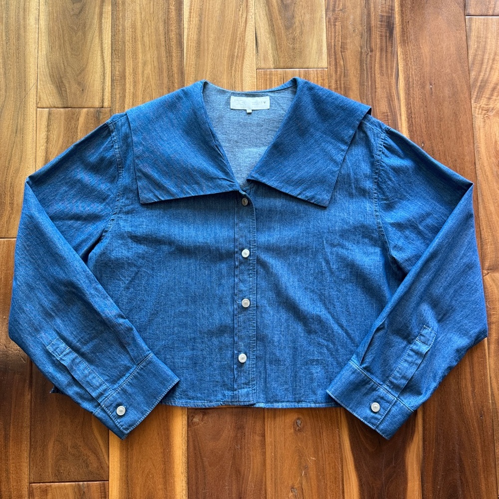 Zara Light Blue Denim Top